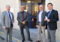 Visite du nouvel immeuble du CMP par le sénateur-maire Raymond Vall, Jean-Louis Castell, président de la Lomagne Gersoise, Thierry Laplanche, directeur du CMP d'Auch, et Thierry Danisevicius, médecin
